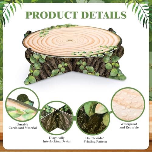 Zopeal Green Leaf Wooden Cupcake Stand for Baby Shower Decoration