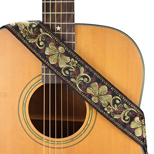 Vintage Classical Pattern CloudMusic Guitar Strap with Leather Ends