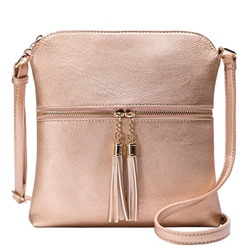 Solene Women's Lightweight Tassel Crossbody Purse, Perfect Daily and Travel Bag — Rose Gold5