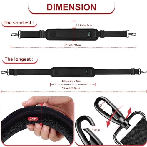 ZINMARK Ultra-Thick Shoulder Strap Crossbody Bag - Black