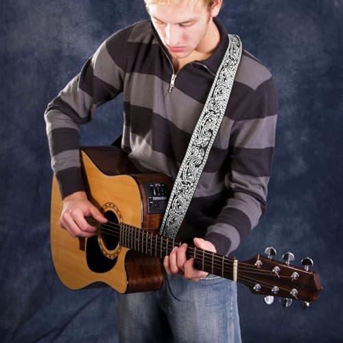 Hemoton Guitar Strap 2 Wide Jacquard Bass Strap with Picks Set, Best for Kids and Guitarists