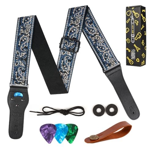Jacquard Embroidered Cotton Guitar Straps for Acoustic Guitars with Real Leather Ends
| Real Leather Ends Jacquard Embroidered Cotton Guitar Straps for Acoustic Guitars
| Acoustic Guitars Premium Jacquard Embroidered Cotton Guitar Straps with Leathe