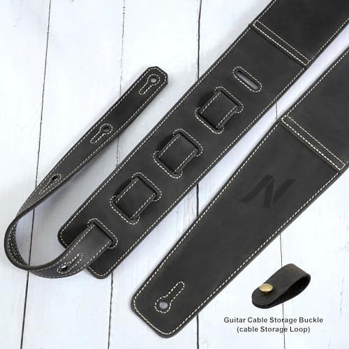 Nefelibata Aged Black 3" Guitar Strap with Foam Padding and Cable Loops