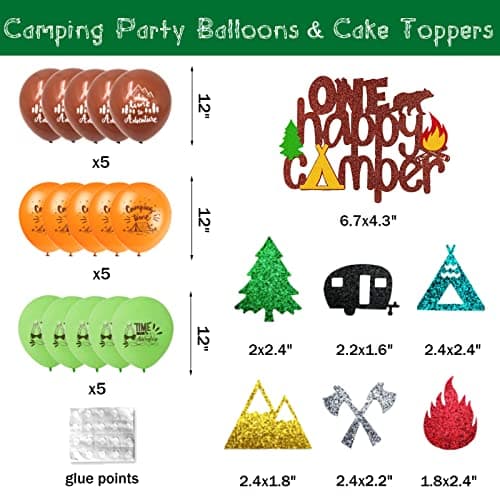 One Happy Camper First Birthday Party Decorations, Hombae Hanging Glitter Banner