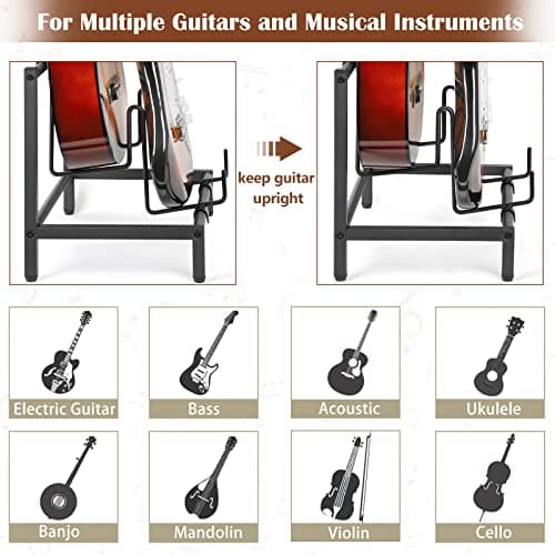 Acoustic & Electric Guitar 4-Tier Stand with Amp Accessories Piano Shelf Home Studio