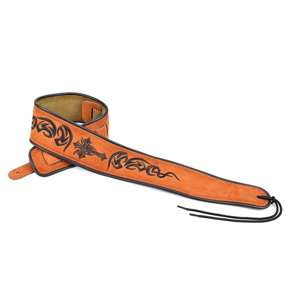 Cross Brown Suede Wide Strap for Bass Guitar | CloudMusic Leather