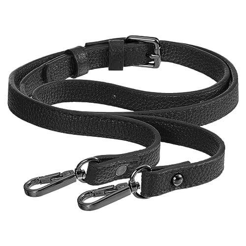 Uxcell Purse Strap, Grey, 41-51" Long, Adjustable Leather Crossbody Shoulder Strap — Black