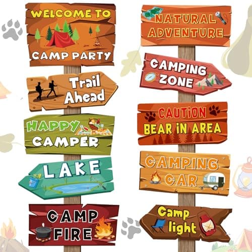 Camping Party Decorations - 20 Camping Signs for Summer Camp Theme