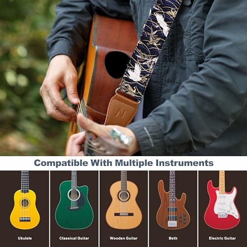 Cotton Guitar Strap with Accessories for Acoustic Guitar and Ukulele