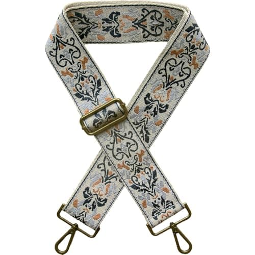 Yiaizhuo Boho Women's Wide Purse Strap Crossbody Canvas Bag Shoulder Guitar Straps Adjustable — 2"flower_bg/Gy/Nv