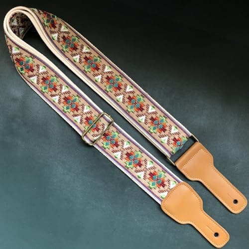 Handmade Jacquard Embroidery Cotton Guitar Strap for Bass, Electric & Acoustic