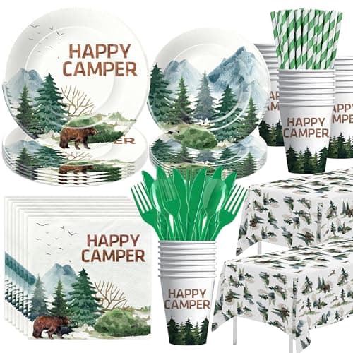 Happy Camper Party Supplies - Serve 24
