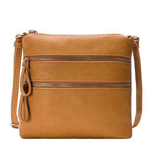 Solene Small Multi-Zip Pocket Crossbody Travel Purse — Mustard