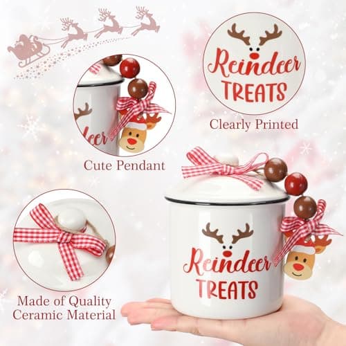 Christmas Reindeer Treats Canister for Tiered Tray Decoration