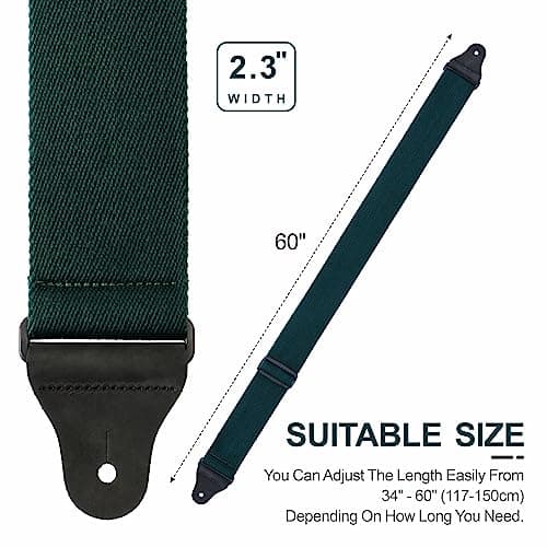 Nefelibata Christmas Green Guitar Strap with Leather Ends
