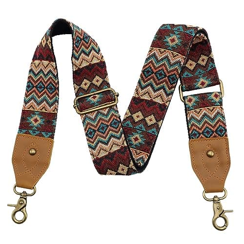 Nefelibata Purse Strap: Adjustable Leather Shoulder Replacement — Ethnic Style Dark Brown