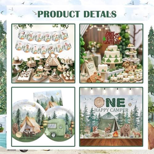 One Happy Camper 1st Birthday Camp Themed Decor - Banner, Balloons, More