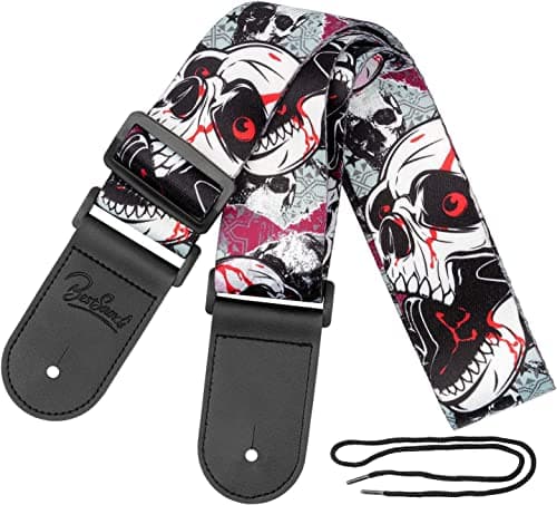 Leather Ends Guitar Strap for Bass, Electric, Acoustic Guitars - Best Gift