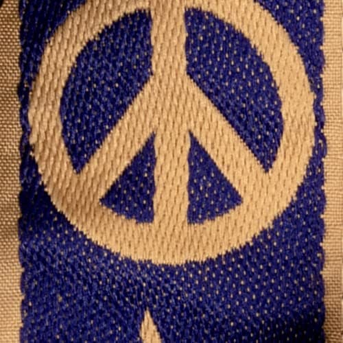 Ernie Ball Classic Jacquard Noble Rose Guitar/Bass Strap — Navy Blue and Beige Peace Love Dove