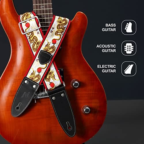 Golden Dragon Embroidered Guitar Strap