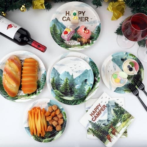 Happy Camper Camping Adventure Themed Party Tableware Set Serve 24