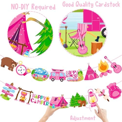 Happy Camper Birthday Party Banner Decoration 2Pcs