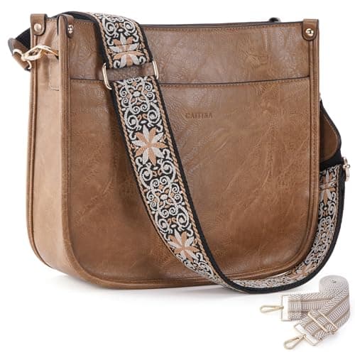 Caitina Women's Vegan Leather Adjustable Strap Crossbody Hobo Purse — A18-dark Khaki