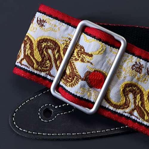 Golden Dragon Embroidered Guitar Strap