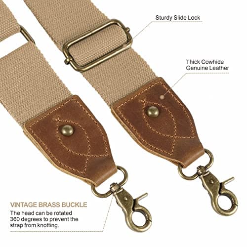 Crazy Horse Leather Shoulder Strap for Handbag & Crossbody Bags - Retro Solid Color