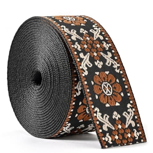 High Density Jacquard Embroidered Heavy Cotton Webbing Strap 1.5-2 Inches for Bags — Color 4- 2" 5 yards