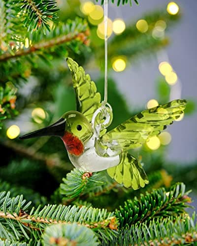 Green Hummingbird Glass Ornament for Bird Lovers