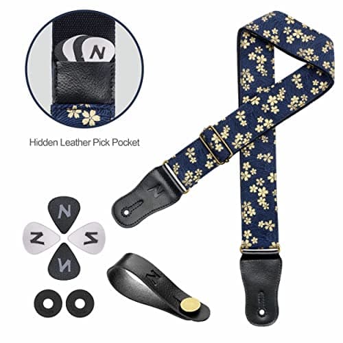 Cotton Guitar Strap for Acoustic Guitar and Ukulele with Accessories