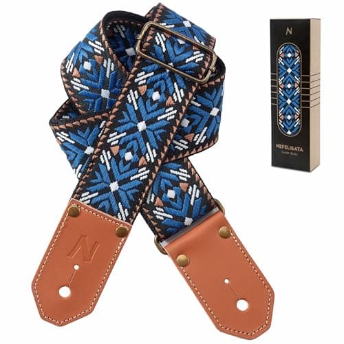 Nefelibata Cool Woven Guitar Strap for Acoustic, Bass, Electric - Gift for Guitarists — Glamour Blue