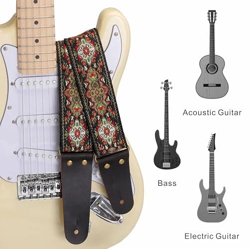 Nefelibata Guitar Strap with Hidden Pocket - for Bass, Electric, and Acoustic Guitars