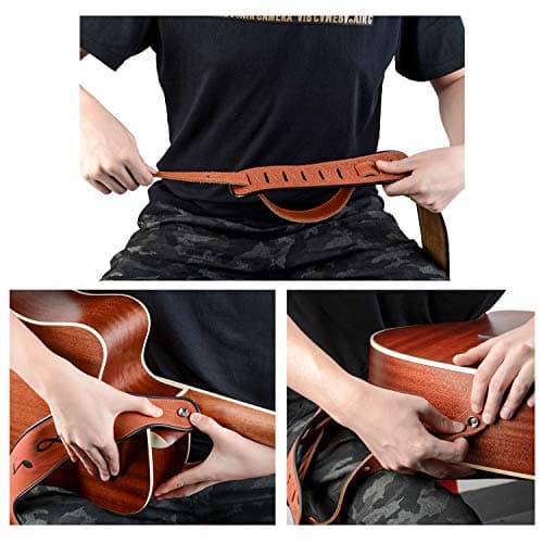 Brown Note Suede Leather Guitar Strap, 2.8 Inches Wide