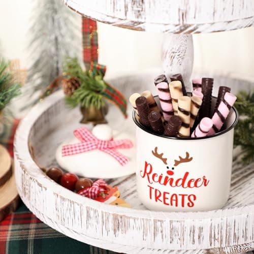 Christmas Reindeer Treats Canister for Tiered Tray Decoration