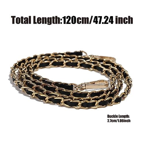 Black & Gold Metal Chain Strap for Purse, 47" Replacement (DIY Bag Accessory)
