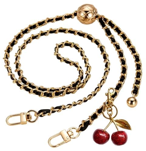 UTreers Crossbody Bag with 47.2" Chain Strap — A0 Ajustable Gold Chain Black+cherry