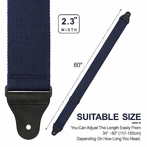 Thickened Cotton Guitar Strap for Bass, Electric & Acoustic - Deep Sea Blue