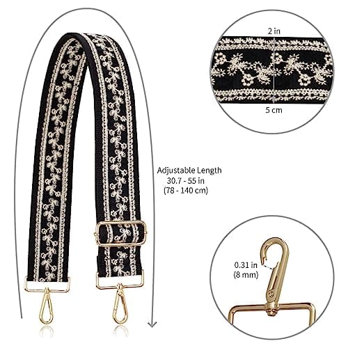 ALLZEDREAM 2" Wide Adjustable Embroidered Crossbody Bag
