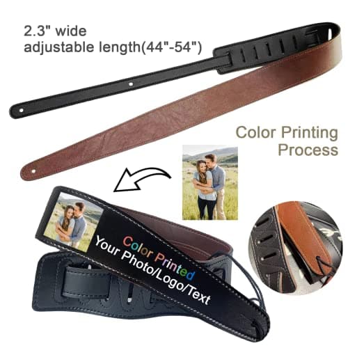 Personalized Leather Guitar Strap with Name/Logo Engraving - for Guitarists