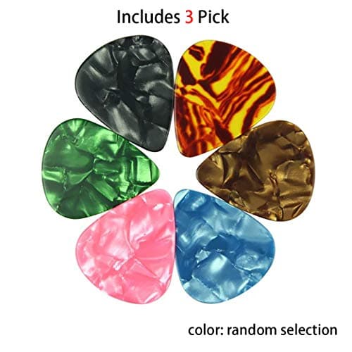 Adjustable Acoustic & Electric Guitar Strap, Leather & Polyester, Includes 3 Picks