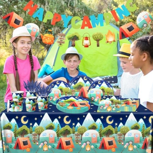 One Happy Camper Camping Birthday Party Decorations & Tableware for 20
