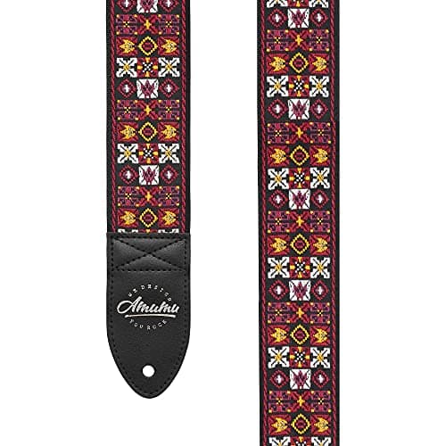 Amumu Chevron MultiColor Guitar Strap for Acoustic, Electric & Bass — Red