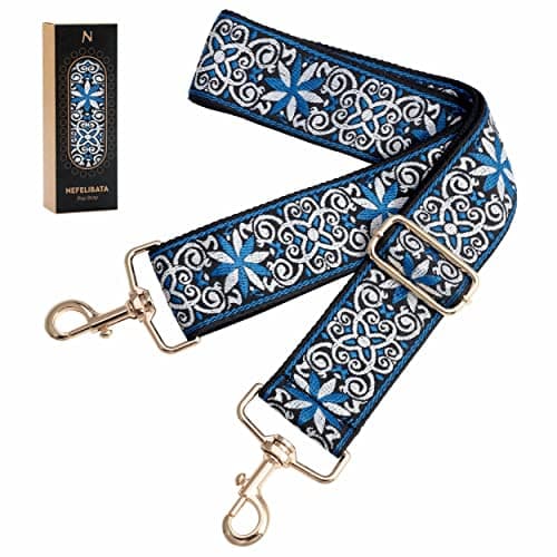 Nefelibata Adjustable 2 Purse Strap - Multi-Pattern Crossbody Replacement — Blue Flower