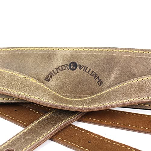 Walker And Williams Vintage Antique Brown Premium Leather Guitar Strap