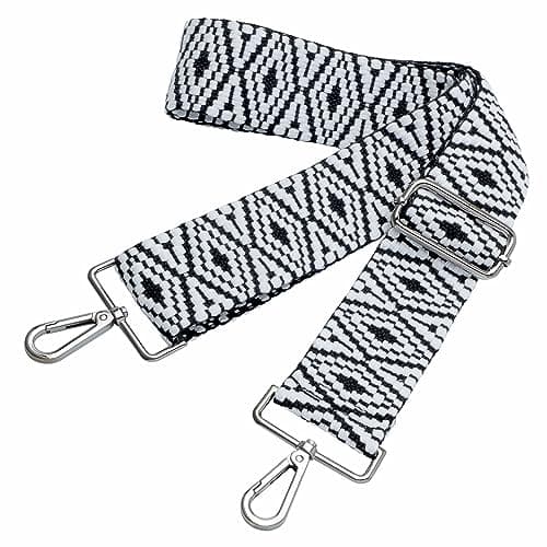 Nefelibata Adjustable 2 Purse Strap - Multi-Pattern Crossbody Replacement — White Embroidery