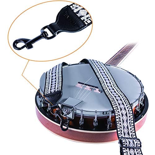 Jacquard Woven Cotton Banjo Strap, Adjustable Fit, Metal Clip Hooks, 5 cm Wide