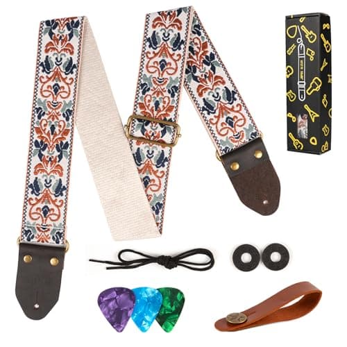 Jacquard Embroidered Cotton Guitar Straps for Acoustic Guitars with Real Leather Ends
| Real Leather Ends Jacquard Embroidered Cotton Guitar Straps for Acoustic Guitars
| Acoustic Guitars Premium Jacquard Embroidered Cotton Guitar Straps with Leathe 
