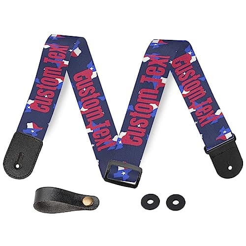 Custom Personalized American Flag Guitar Strap - Bass Electric Acoustic — White 15